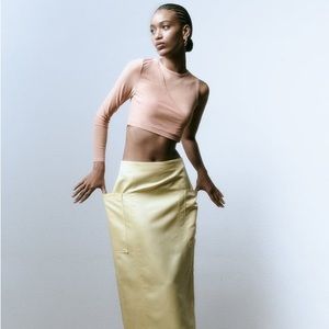 NWT Zara Asymmetrical Knit Tulle Top